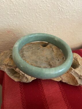 Vintage Natural Dark Green Jade Stone  Bangle Bracelet